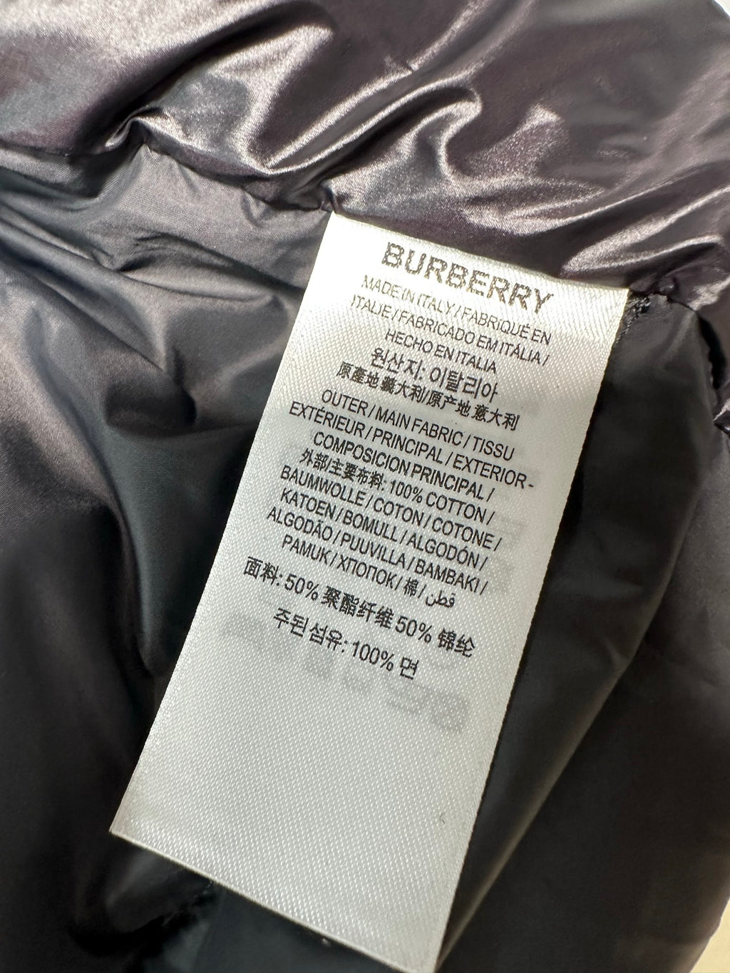 Burberry Check Panel Puffer Jacket Black