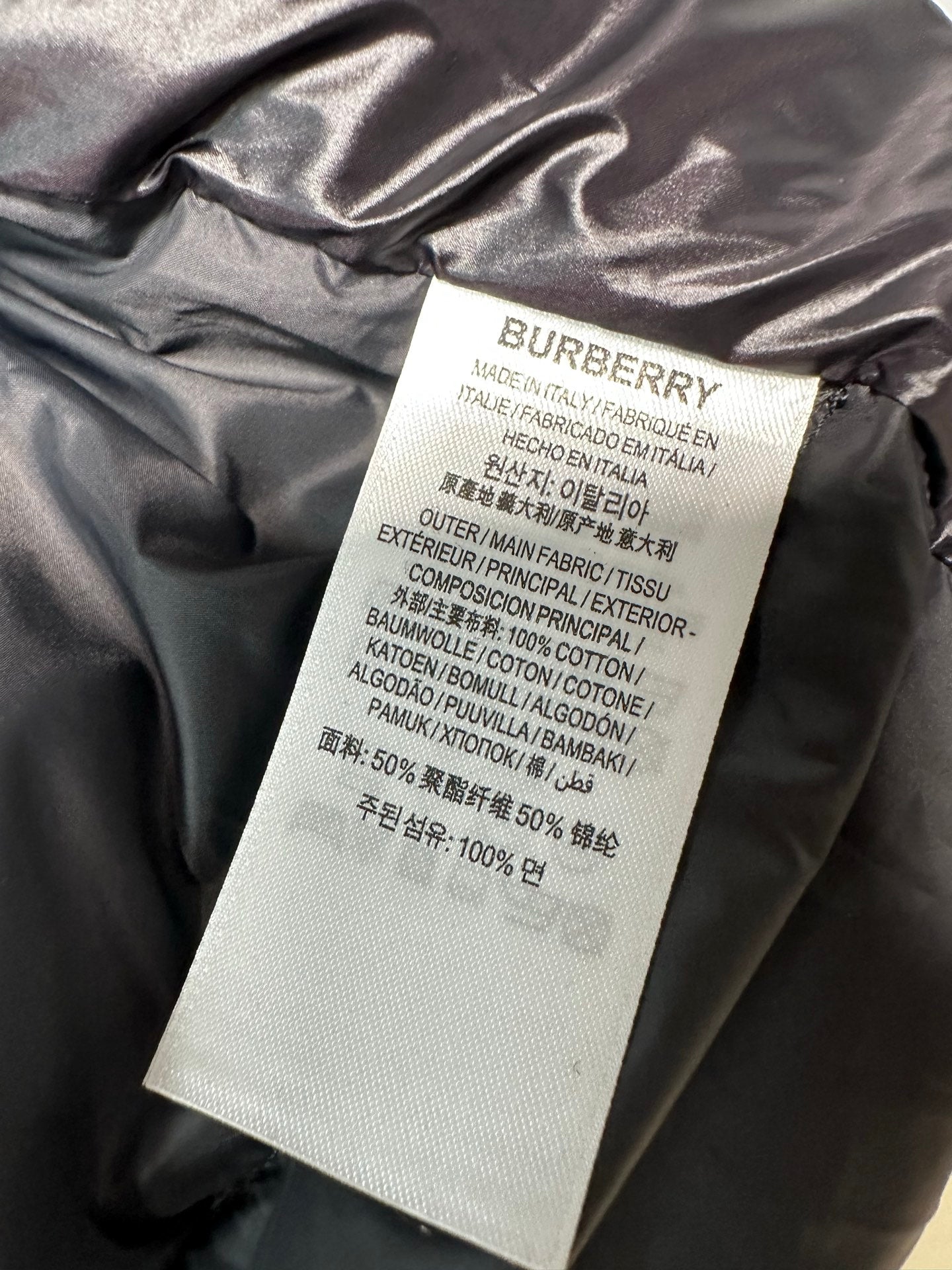 Burberry Check Panel Puffer Jacket Black