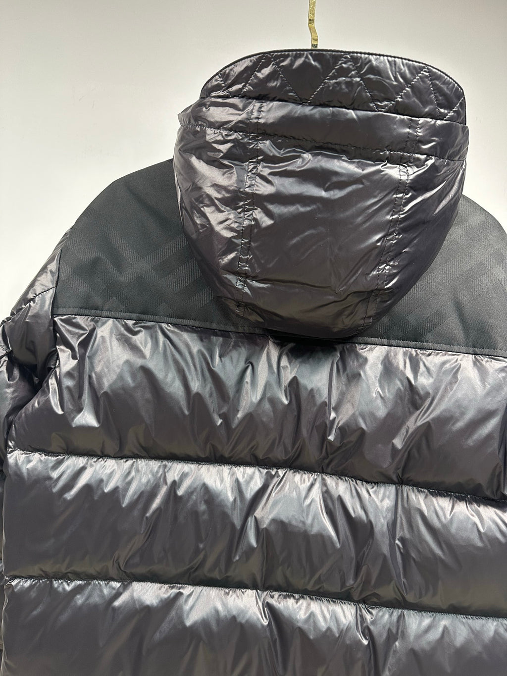 Burberry Check Panel Puffer Jacket Black