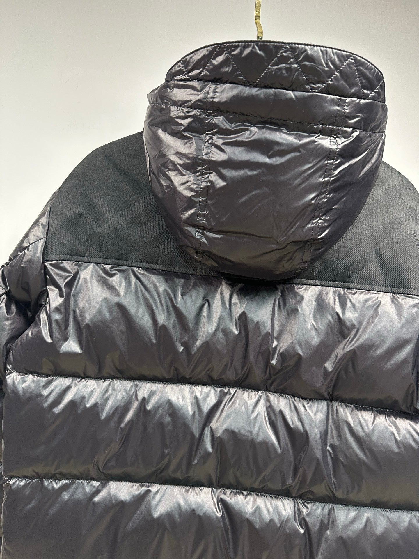Burberry Check Panel Puffer Jacket Black