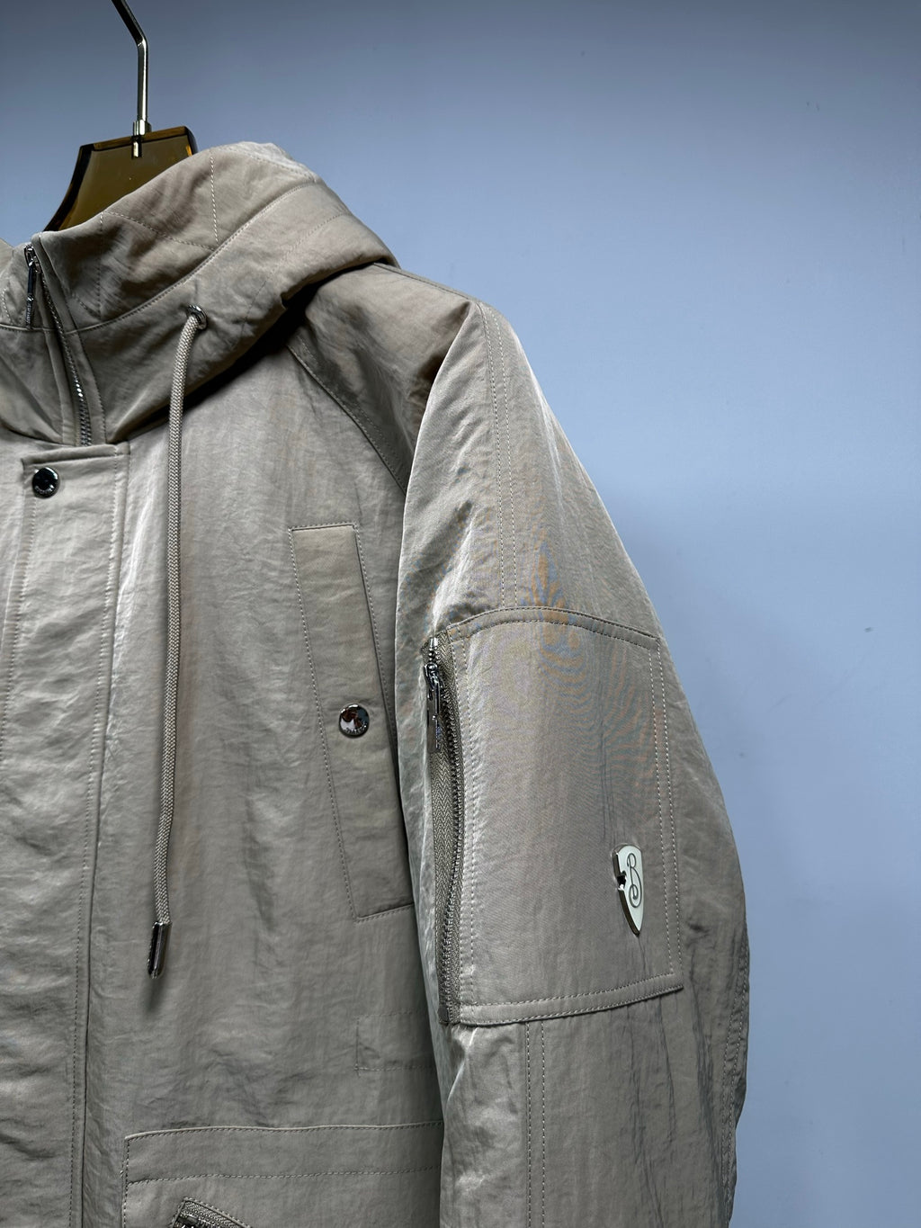 Burberry Beige Shearling Collar Puffer Jacket
