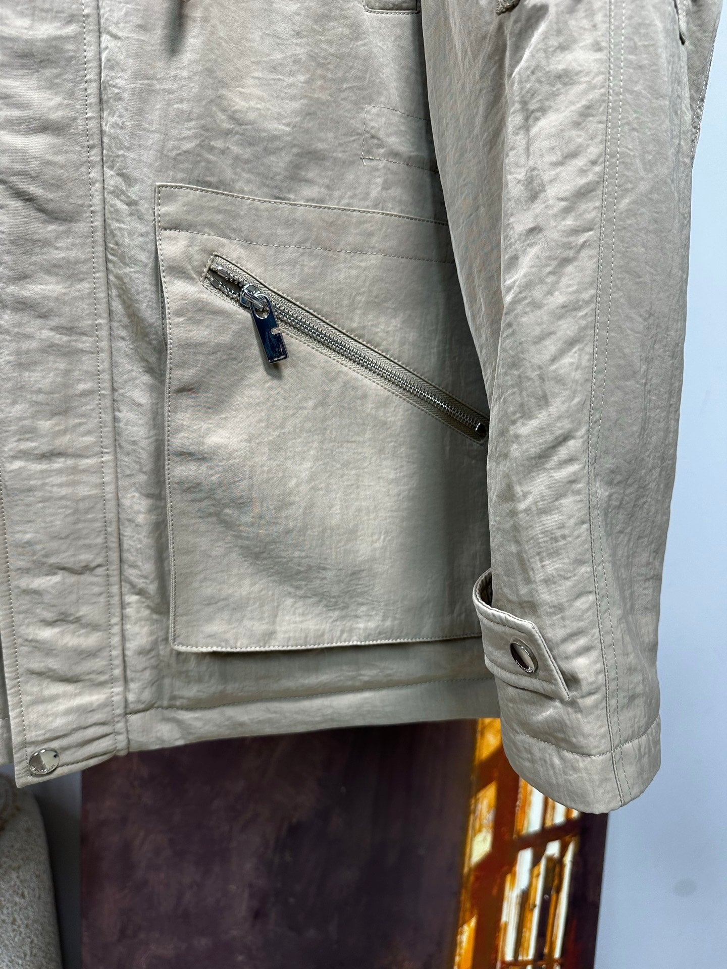 Burberry Beige Shearling Collar Puffer Jacket