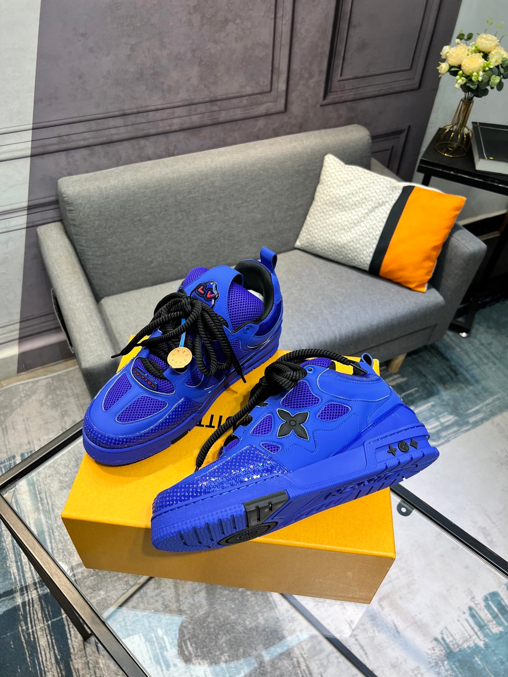 LV Trainer Sneakers - Electric Blue Monochrome