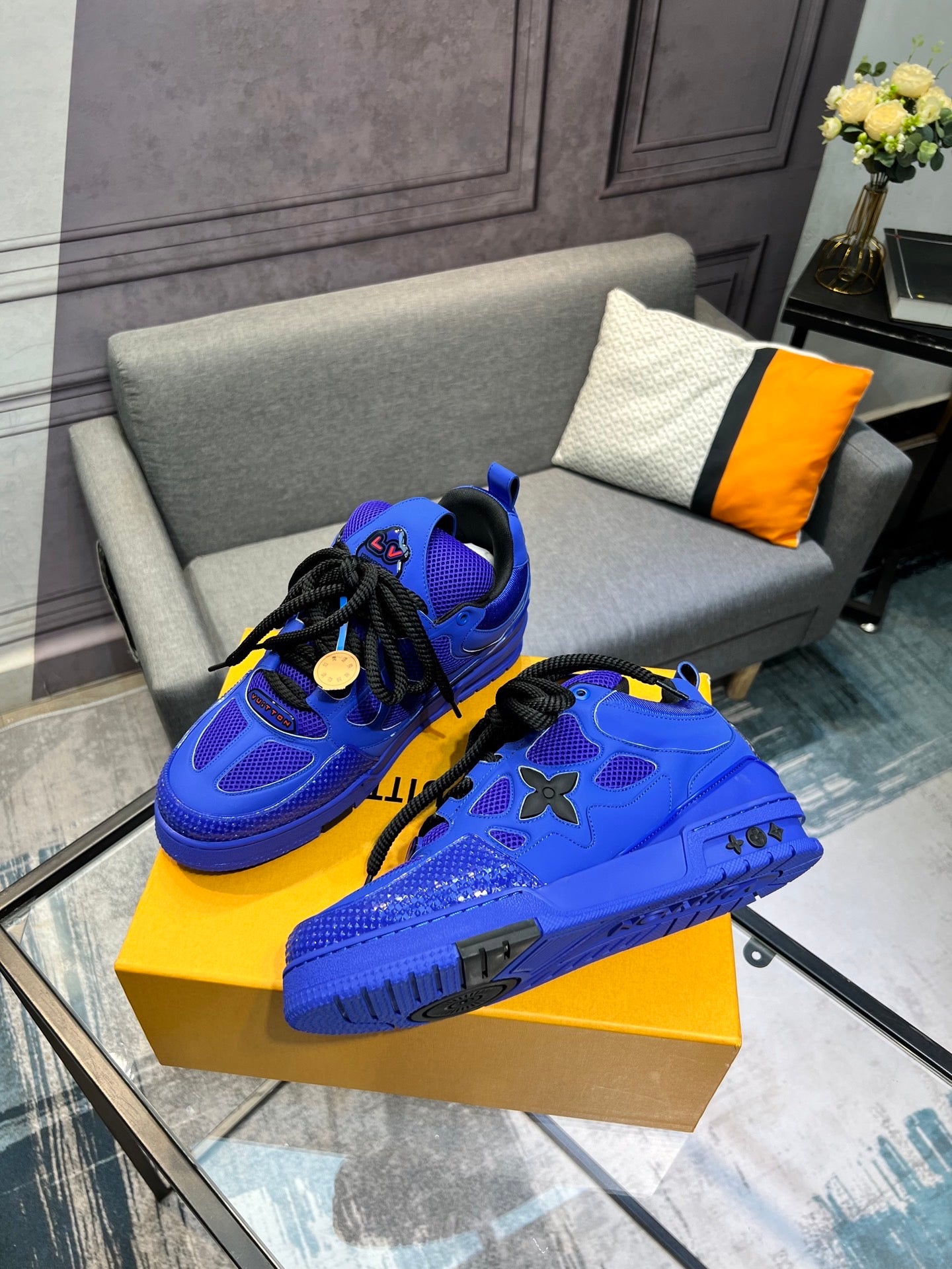 LV Trainer Sneakers - Electric Blue Monochrome