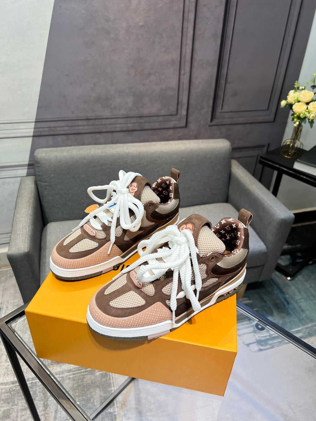 LV Trainer Sneakers - Brown, Taupe & Mesh