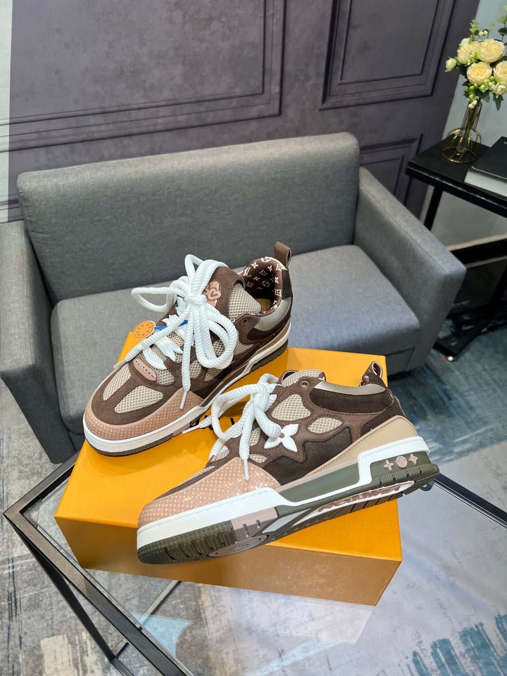 LV Trainer Sneakers - Brown, Taupe & Mesh