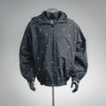 Gucci GG Jacquard Canvas Multicolour Embroidered GG Hooded Windbreaker Jacket — Black