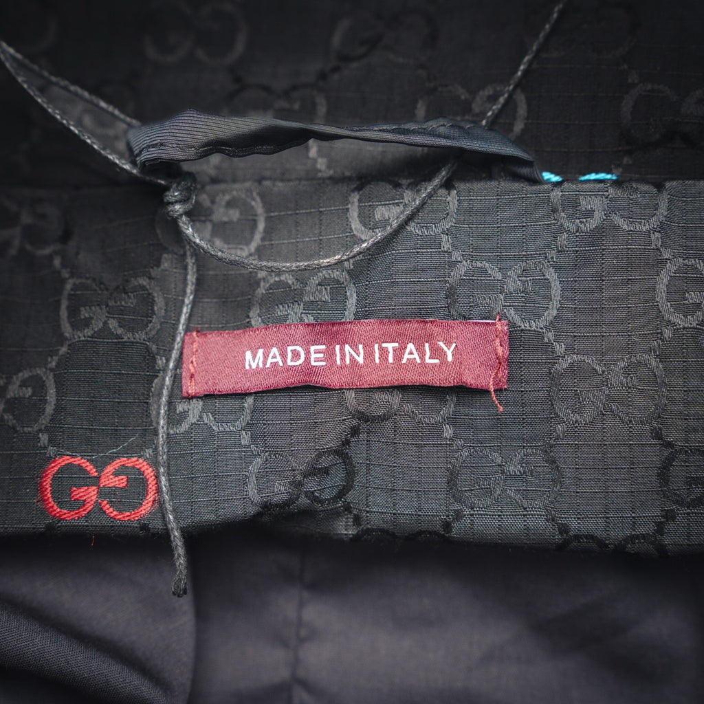 Gucci GG Jacquard Canvas Multicolour Embroidered GG Hooded Windbreaker Jacket — Black