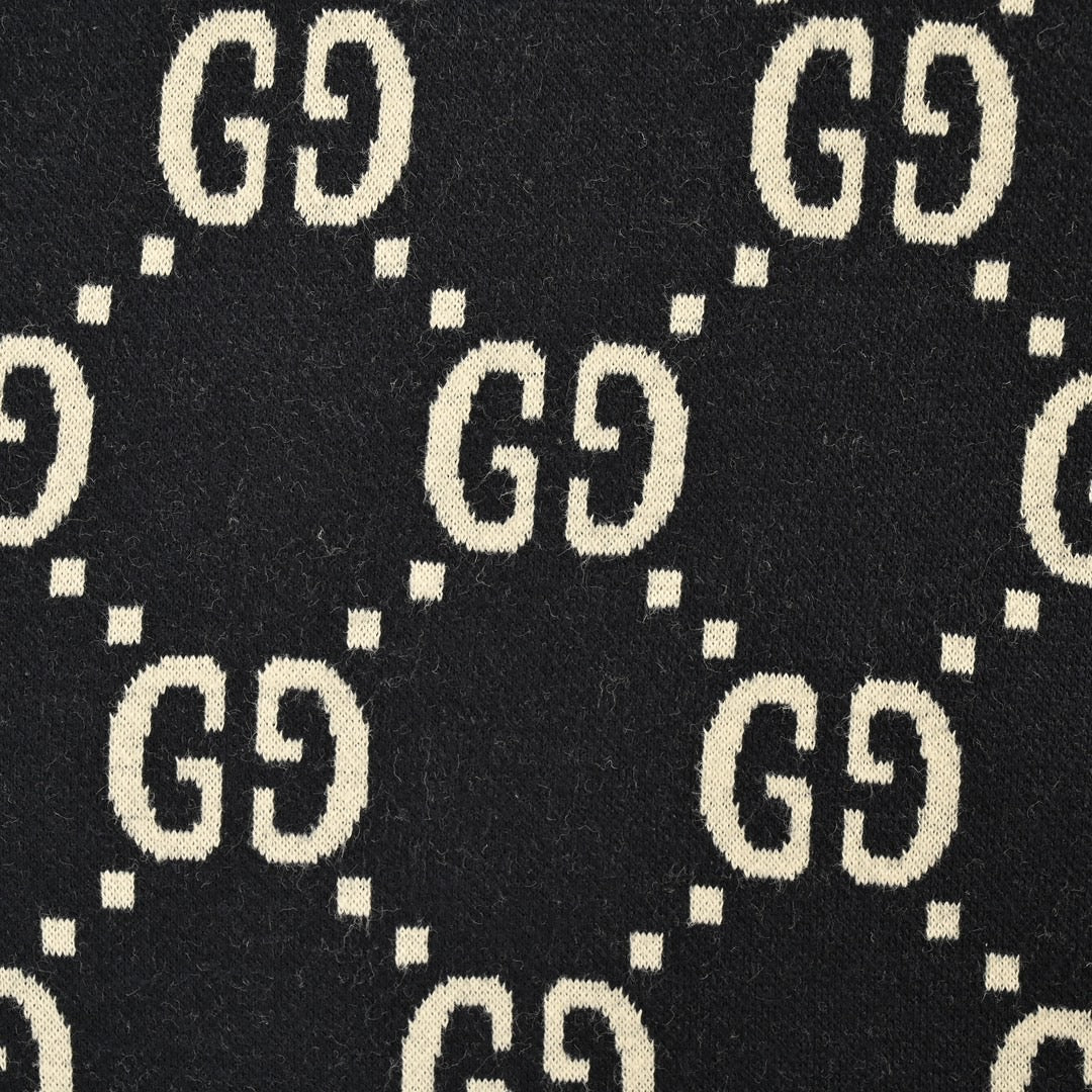 Gucci GG Jacquard Knit Zip-Up Track Jacket — Black/Cream/Red Web Stripe