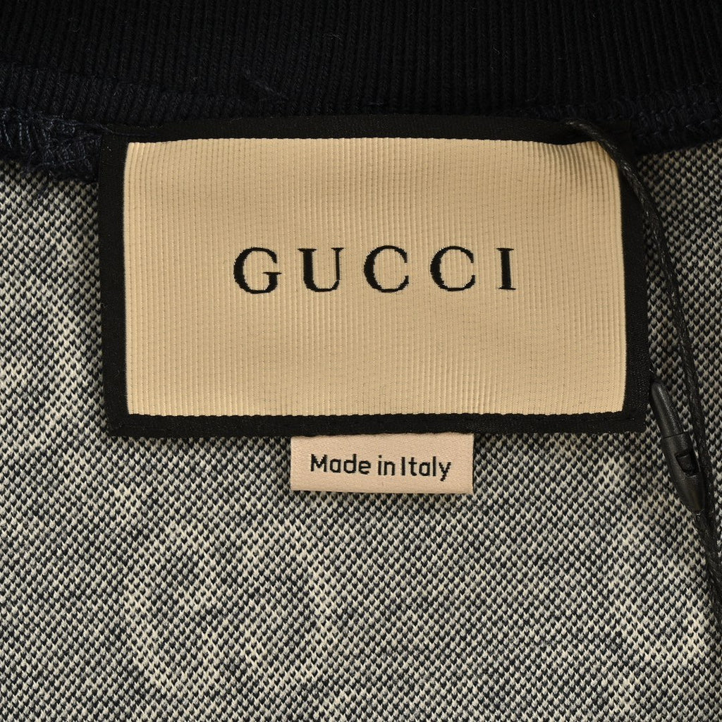 Gucci GG Jacquard Knit Zip-Up Track Jacket — Black/Cream/Red Web Stripe