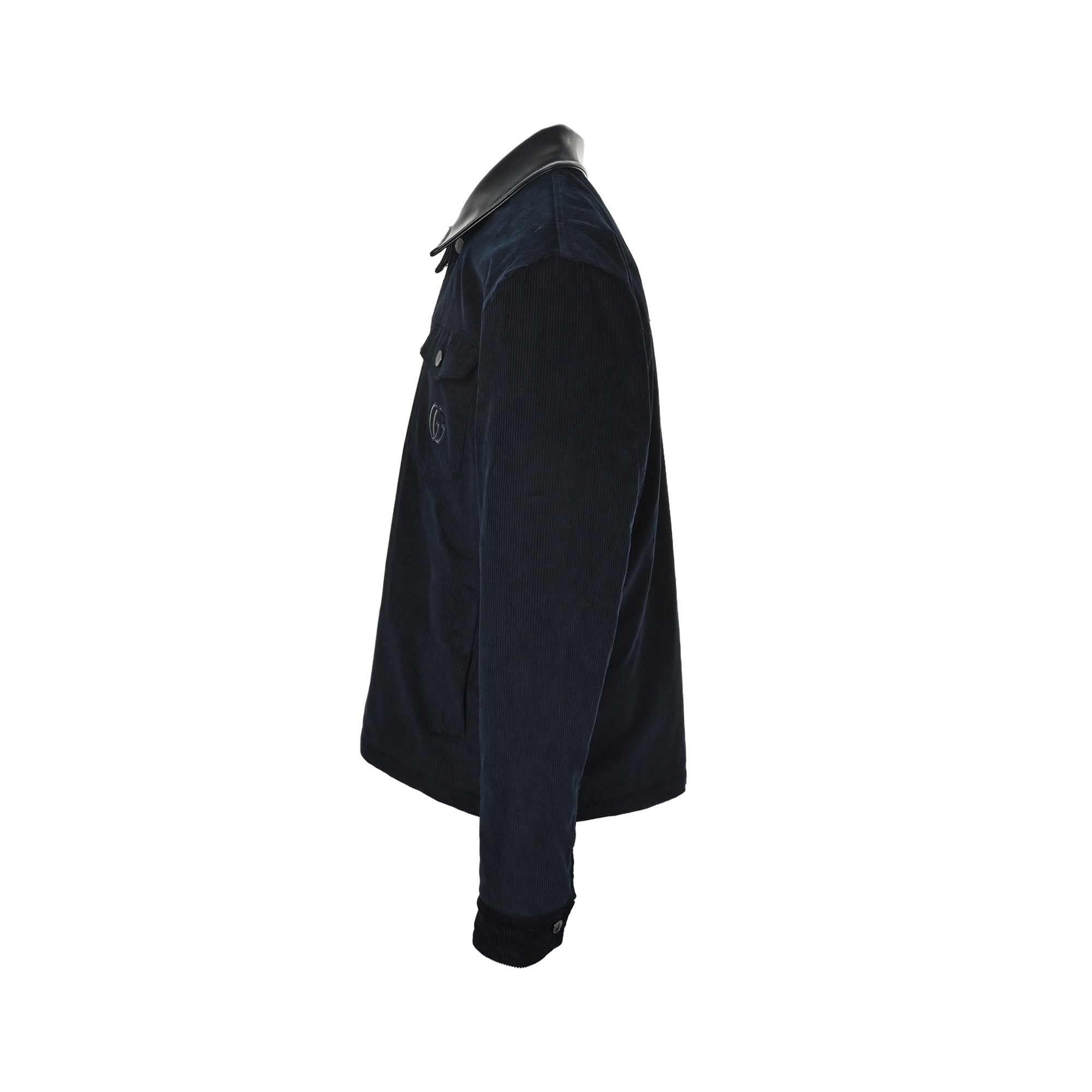 Gucci GG Corduroy Jacket with Leather Collar