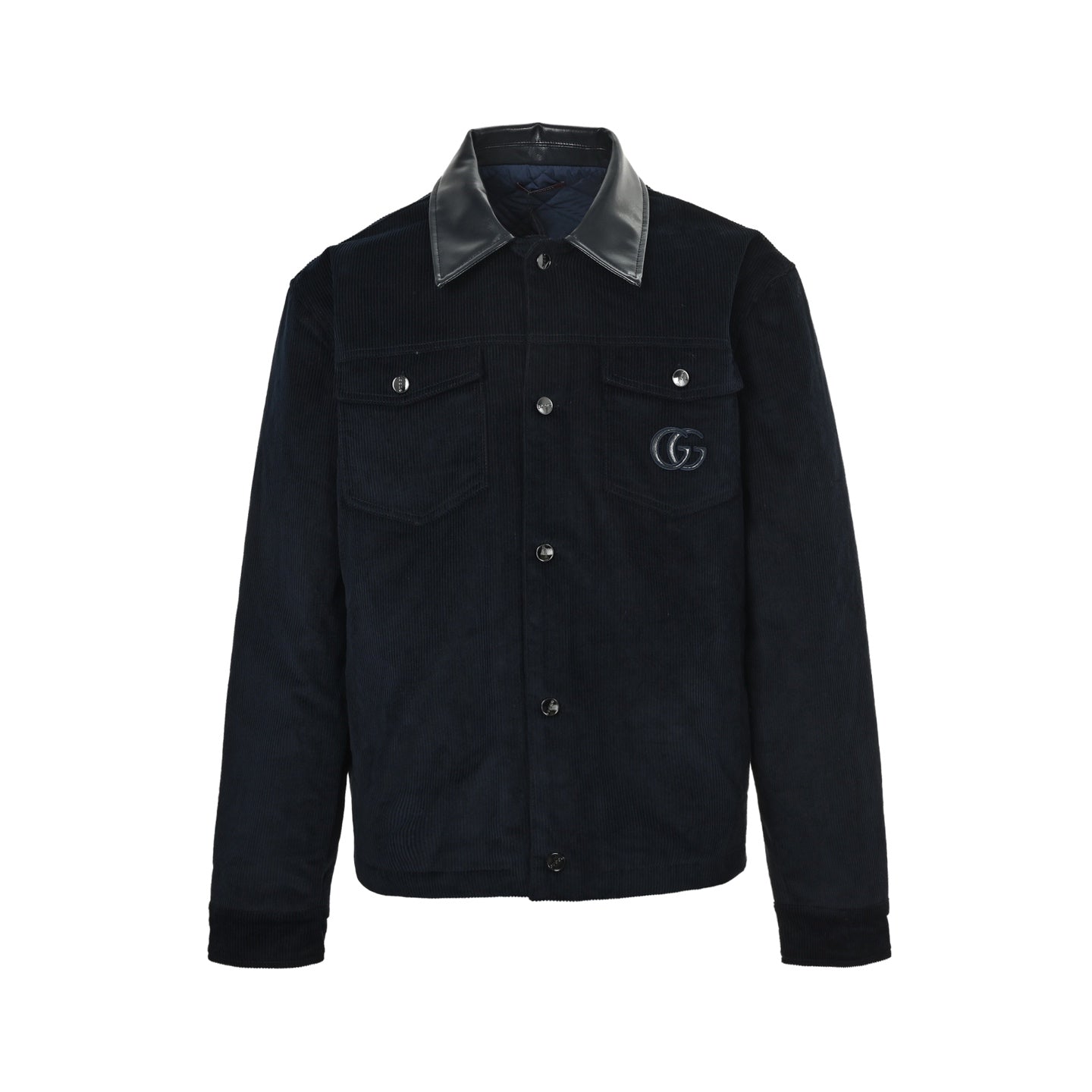 Gucci GG Corduroy Jacket with Leather Collar