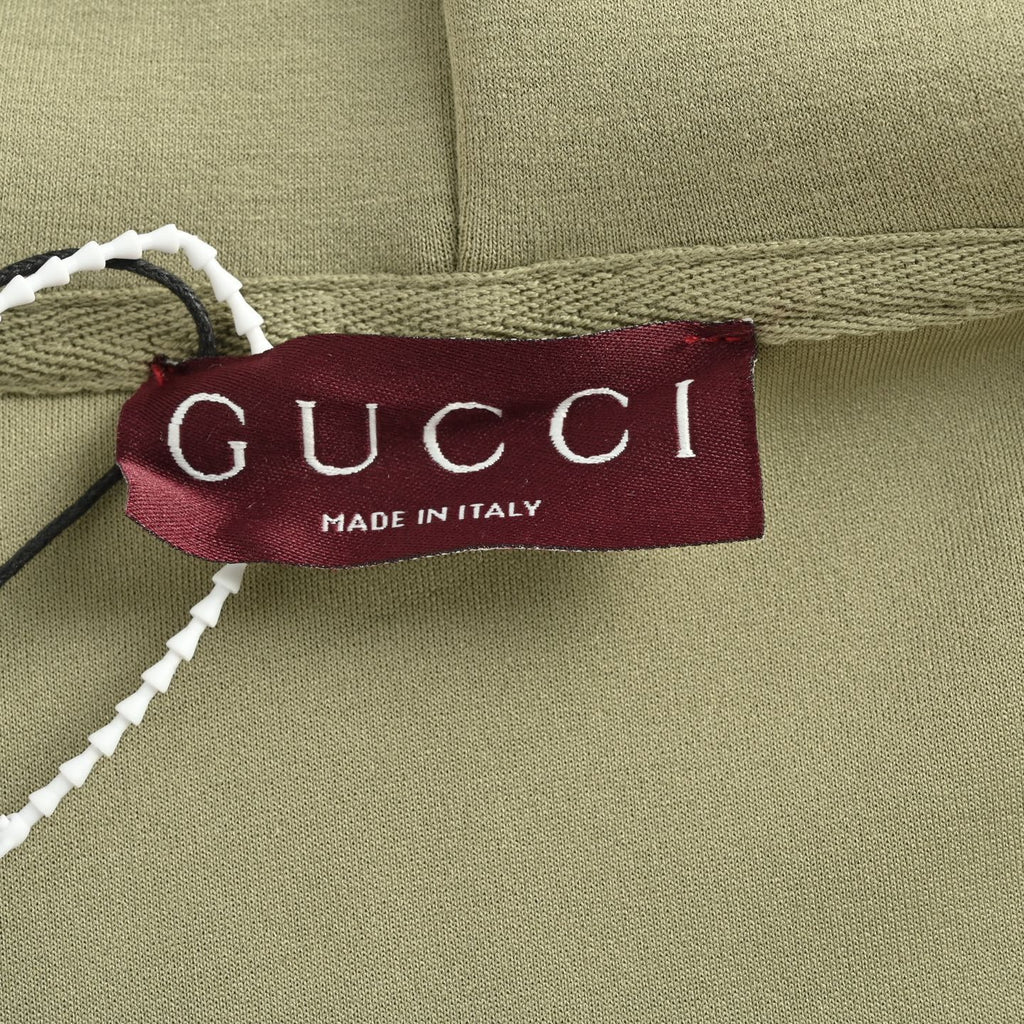 Gucci Cotton Fleece Tonal Logo Zip-Up Hoodie — Sage Green