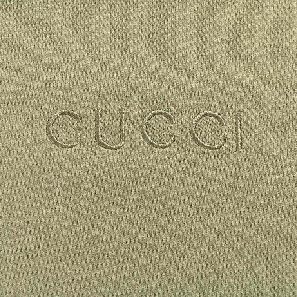 Gucci Cotton Fleece Tonal Logo Zip-Up Hoodie — Sage Green