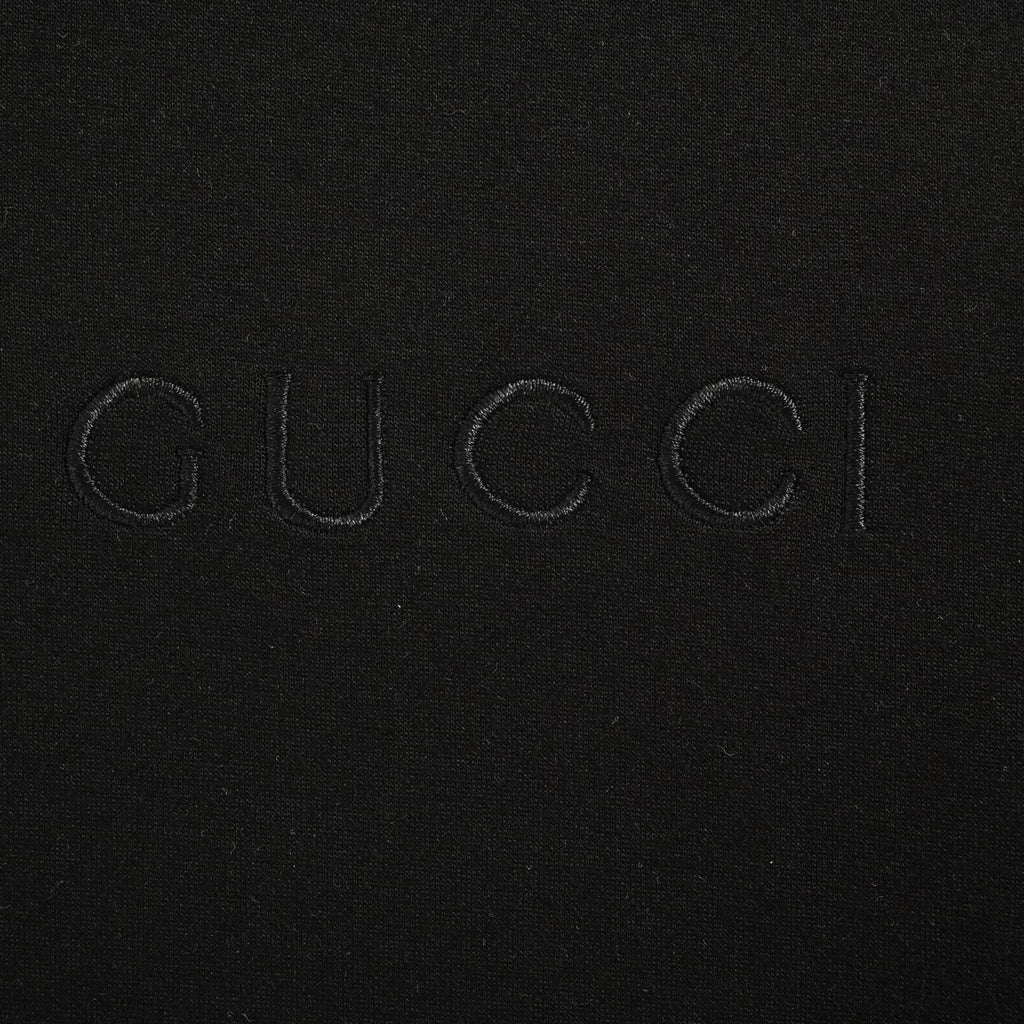 Gucci Cotton Fleece Tonal Logo Zip-Up Hoodie — Black