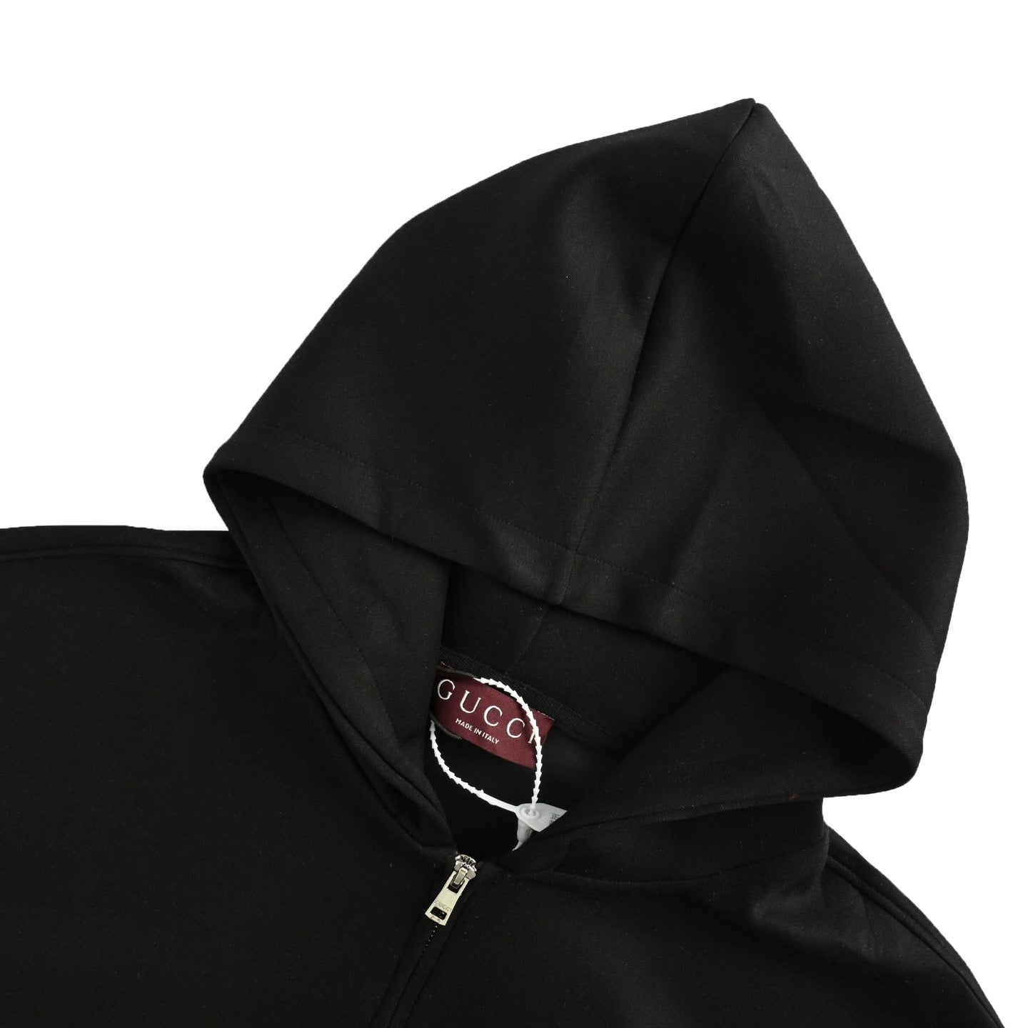 Gucci Cotton Fleece Tonal Logo Zip-Up Hoodie — Black