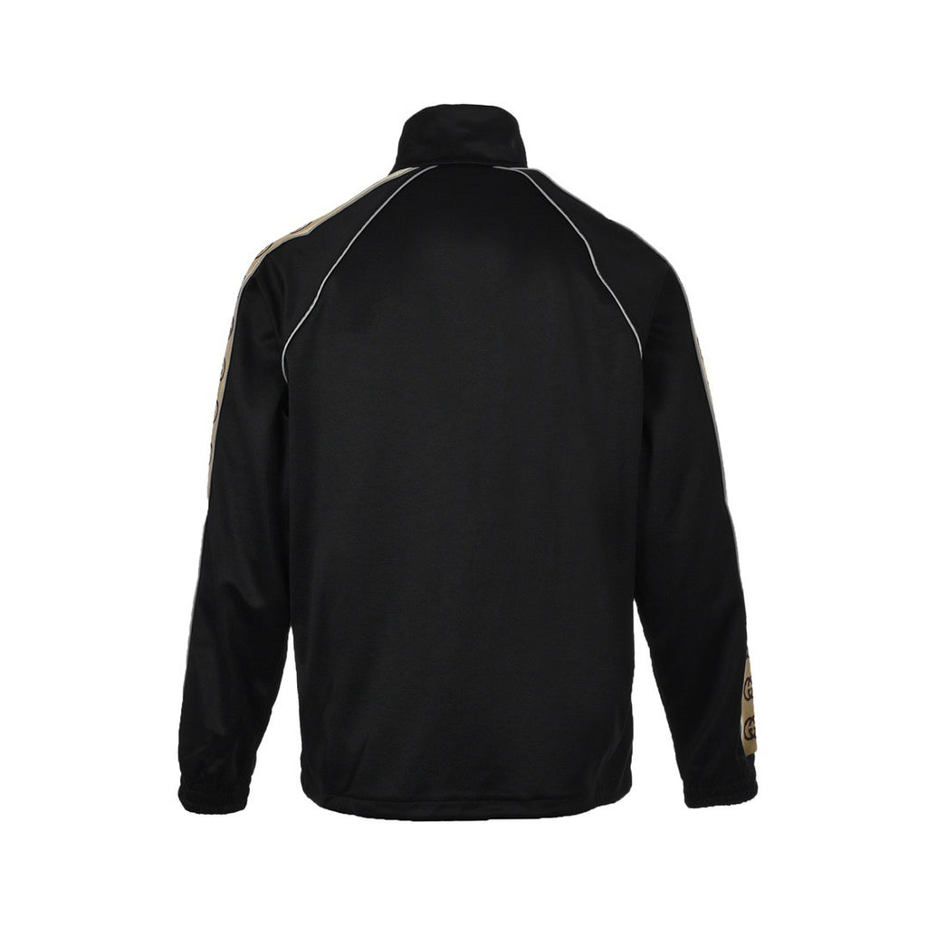 Gucci GG Stripe Tape Track Jacket — Black/Beige