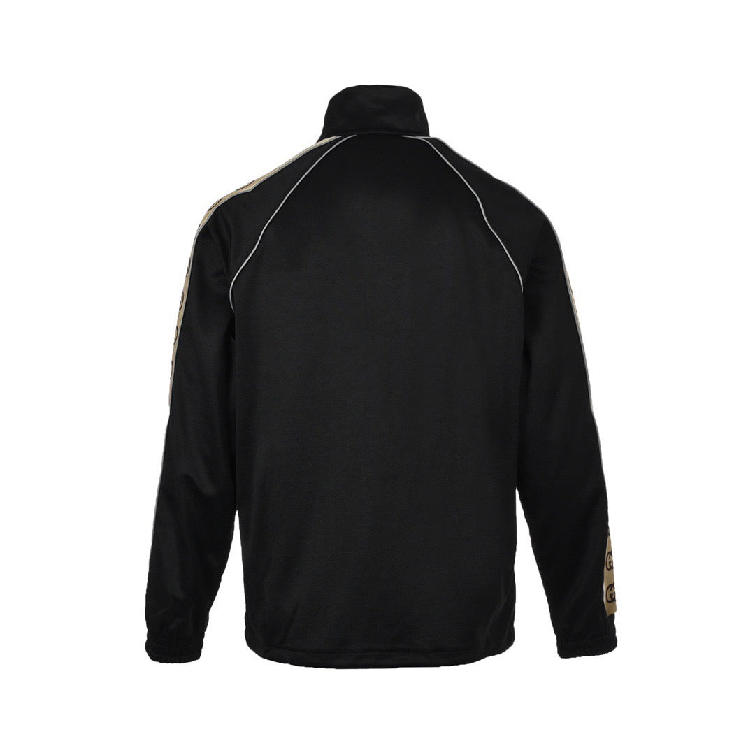 Gucci GG Stripe Tape Track Jacket — Black/Beige
