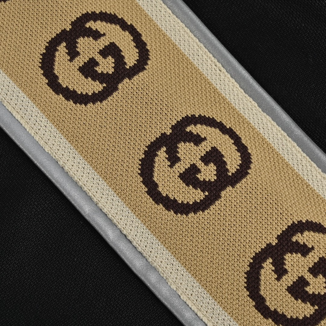 Gucci GG Stripe Tape Track Jacket — Black/Beige