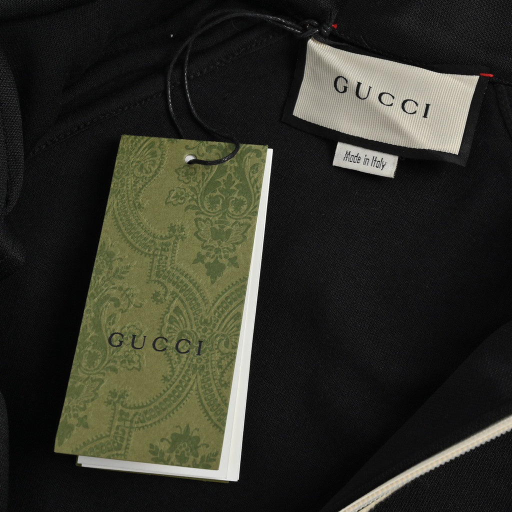 Gucci GG Stripe Tape Track Jacket — Black/Beige
