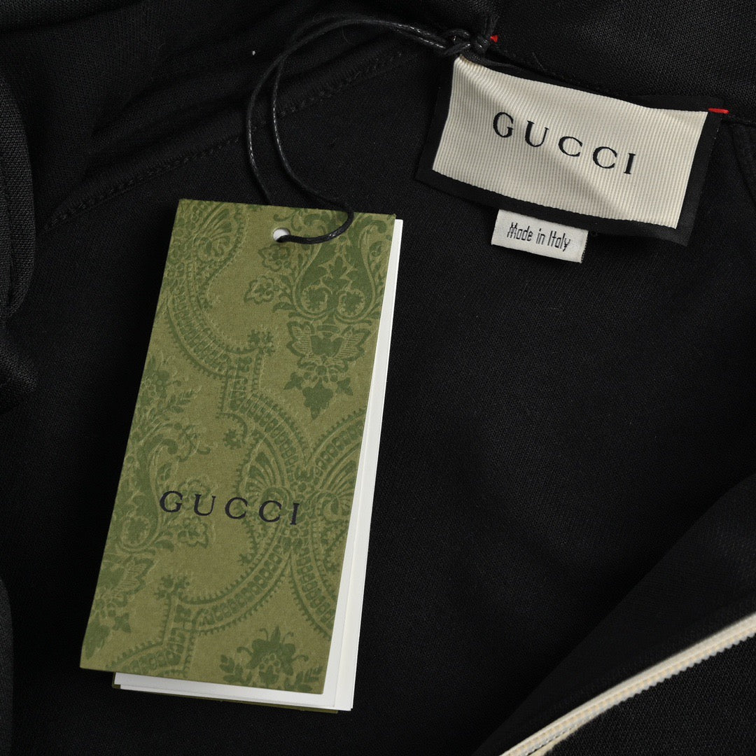 Gucci GG Stripe Tape Track Jacket — Black/Beige