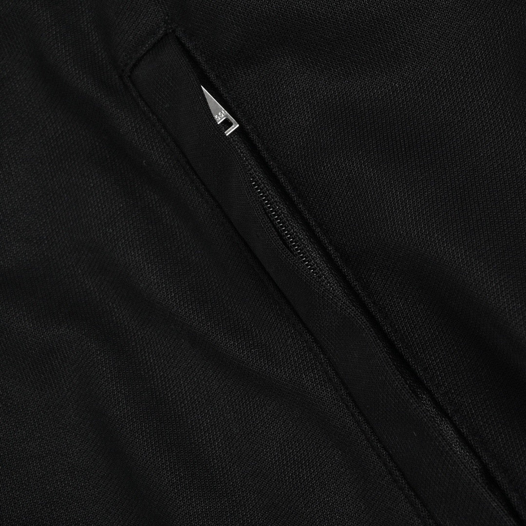 Gucci GG Stripe Tape Track Jacket — Black/Beige
