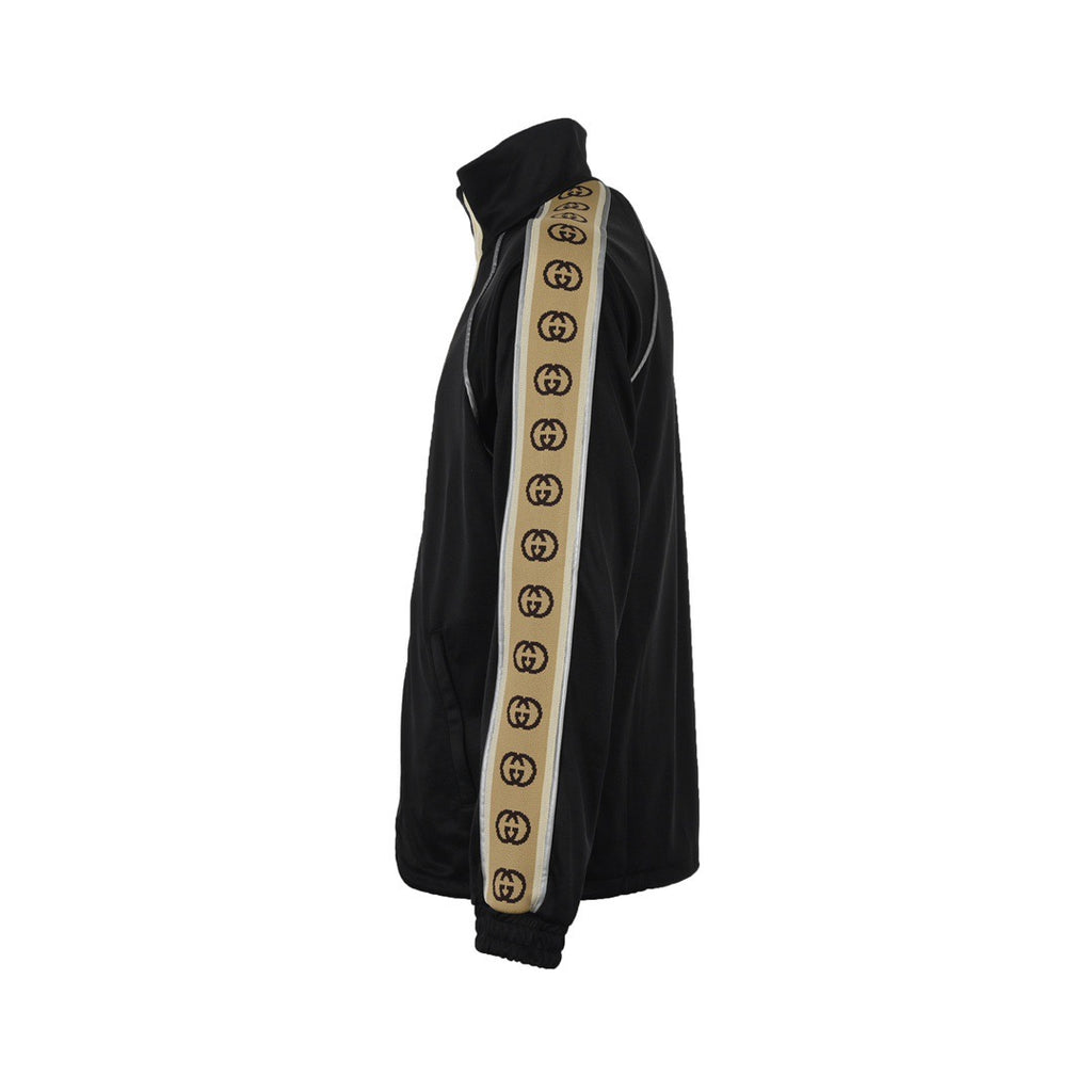 Gucci GG Stripe Tape Track Jacket — Black/Beige