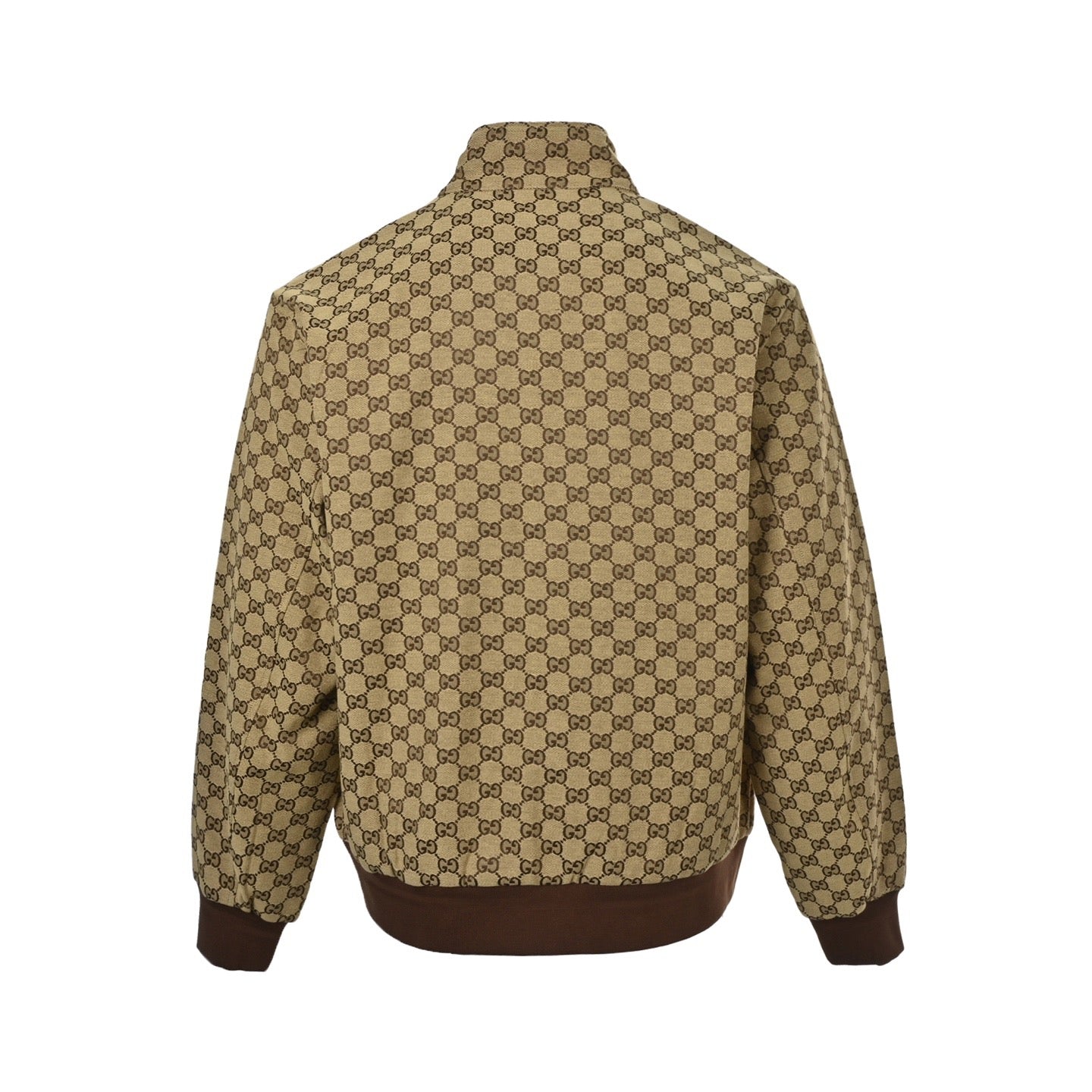 Gucci GG Supreme Canvas All-Over Bomber Jacket — Beige/Brown