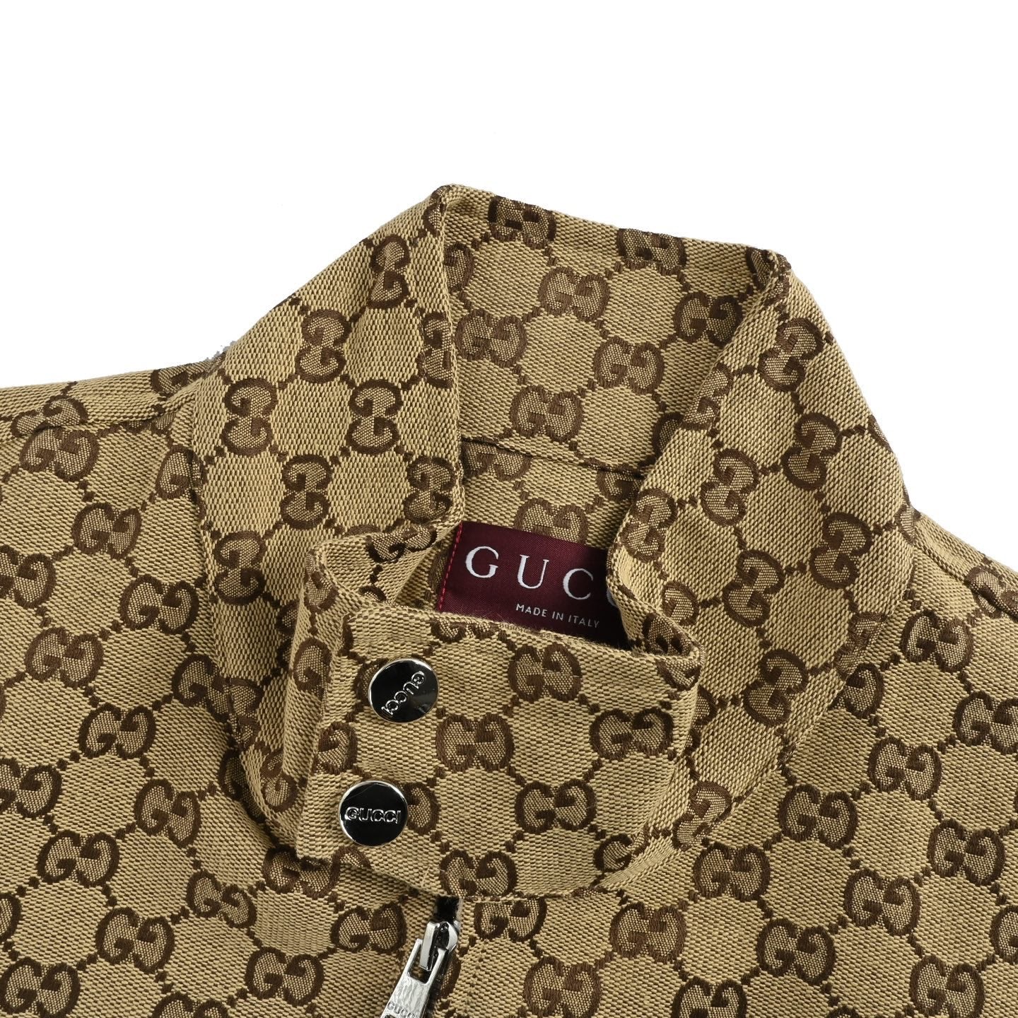 Gucci GG Supreme Canvas All-Over Bomber Jacket — Beige/Brown