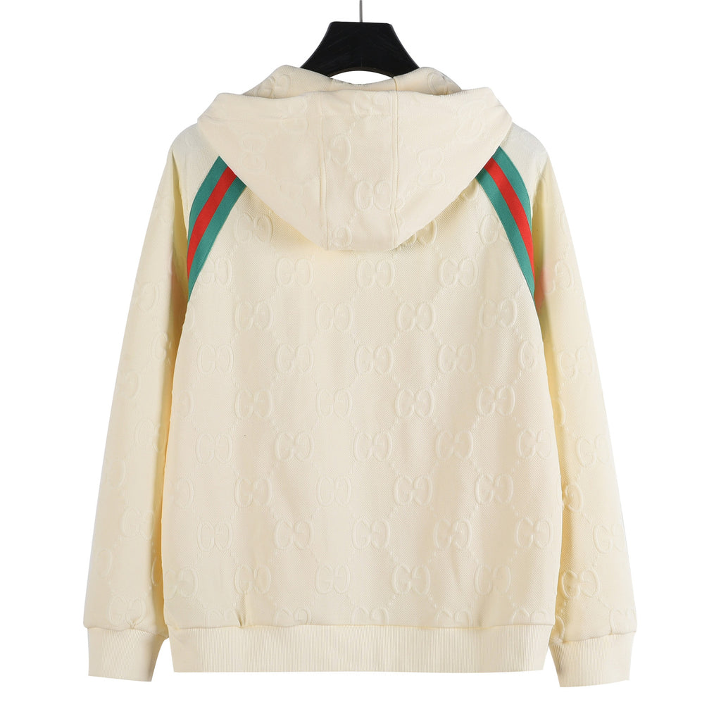 Gucci GG Embossed Web Stripe Zip Hoodie