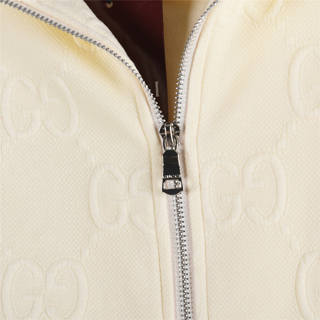 Gucci GG Embossed Web Stripe Zip Hoodie