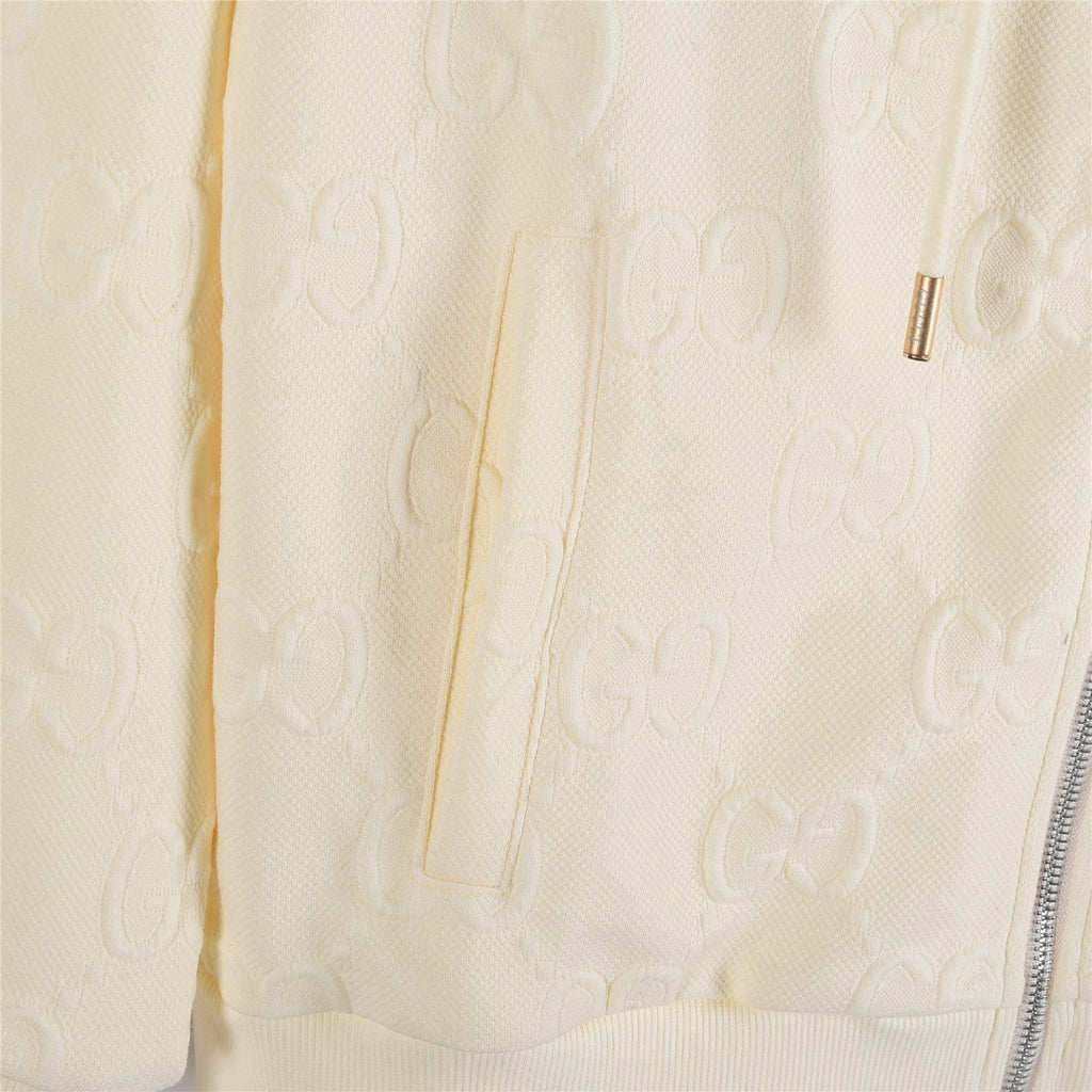 Gucci GG Embossed Web Stripe Zip Hoodie