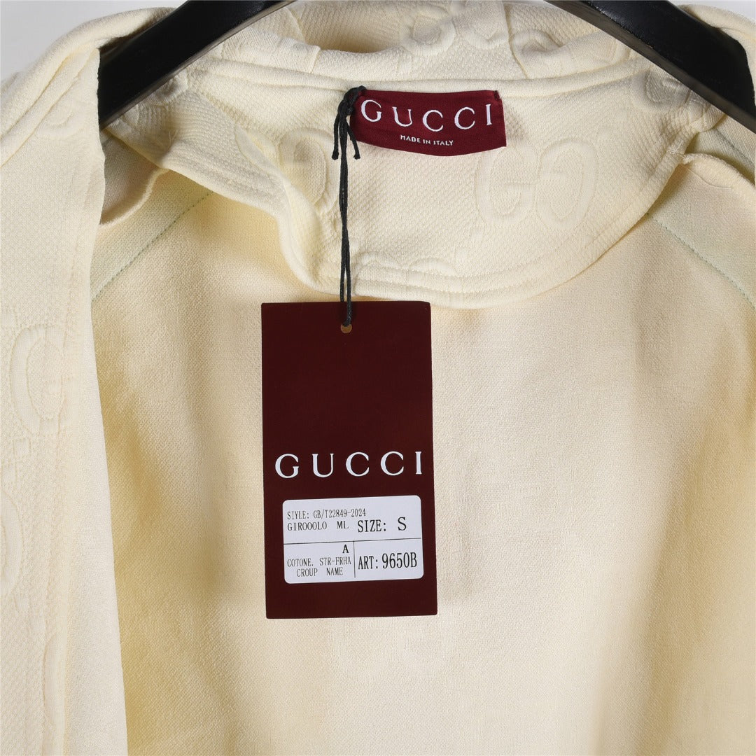 Gucci GG Embossed Web Stripe Zip Hoodie