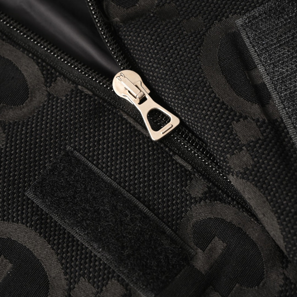 Gucci GG Jumbo Jacquard Zip-Up Bomber Jacket — Black/Black