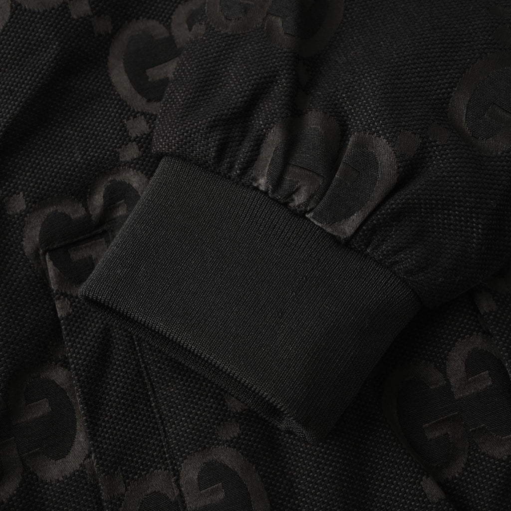 Gucci GG Jumbo Jacquard Zip-Up Bomber Jacket — Black/Black