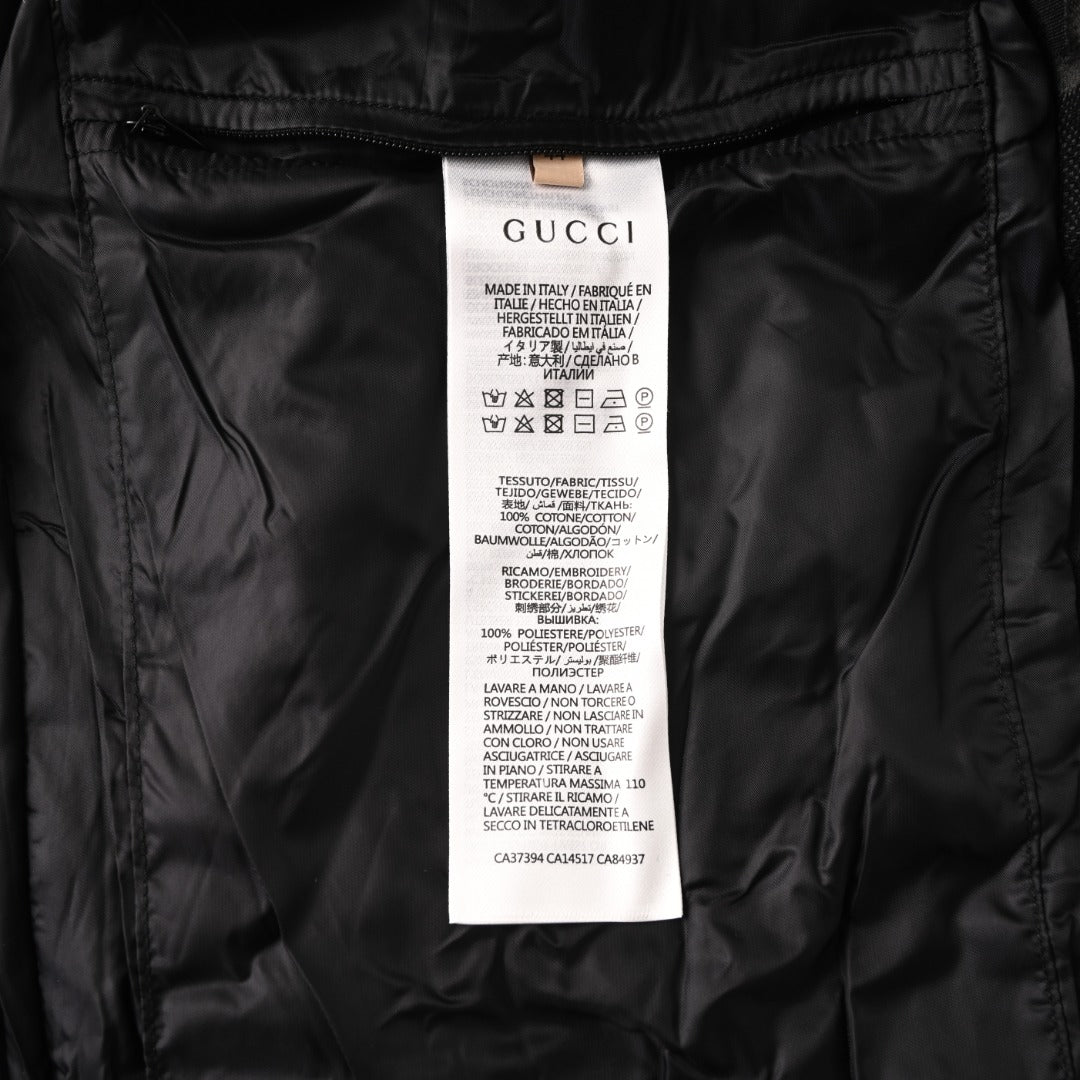 Gucci GG Jumbo Jacquard Zip-Up Bomber Jacket — Black/Black
